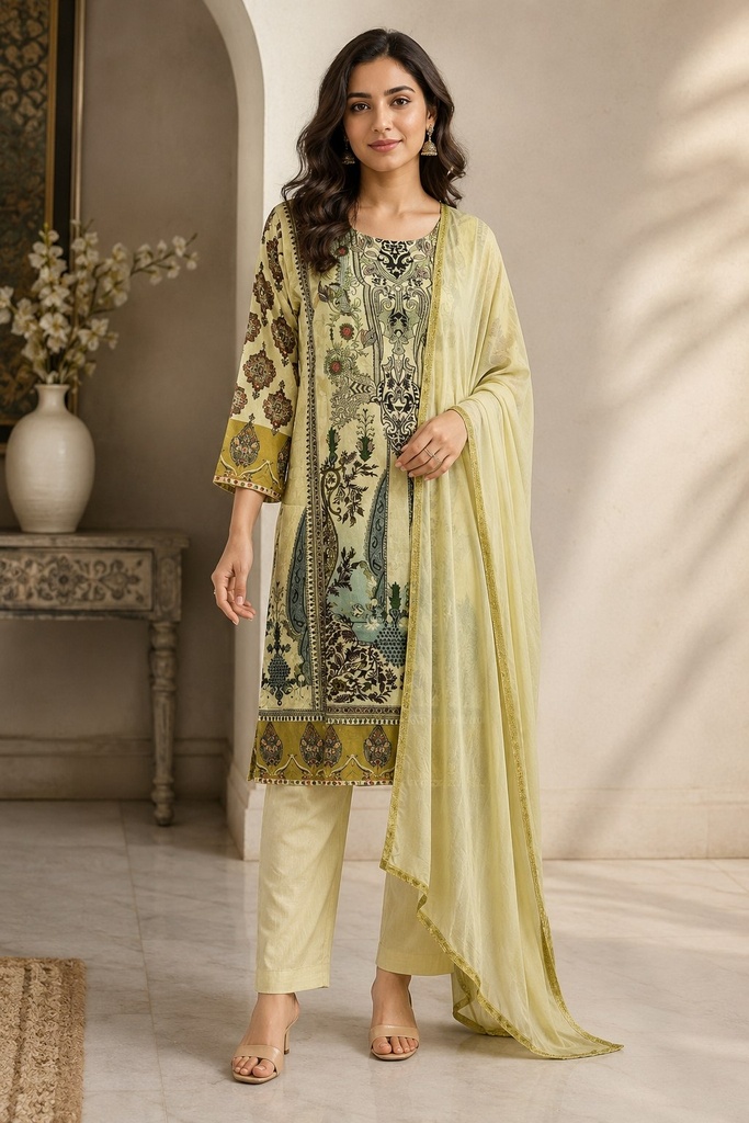 Pistachio Green Rayon Viscose 3 Piece Suit Set