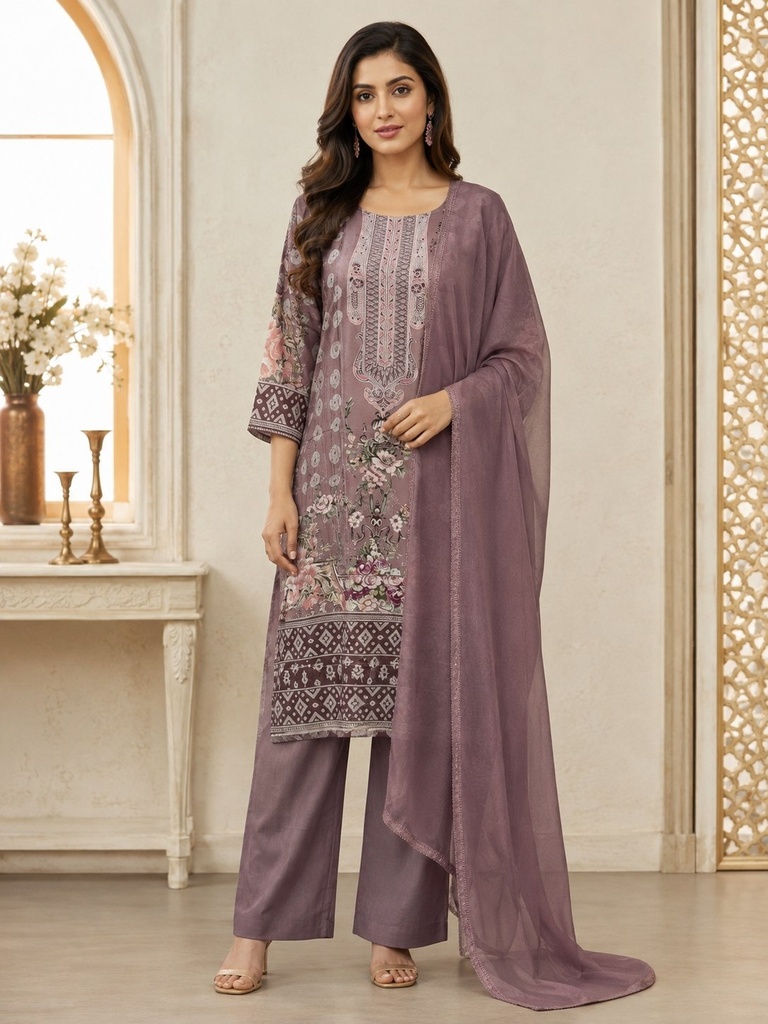 Muted Lavender purple Rayon Viscose 3 Piece Suit Set