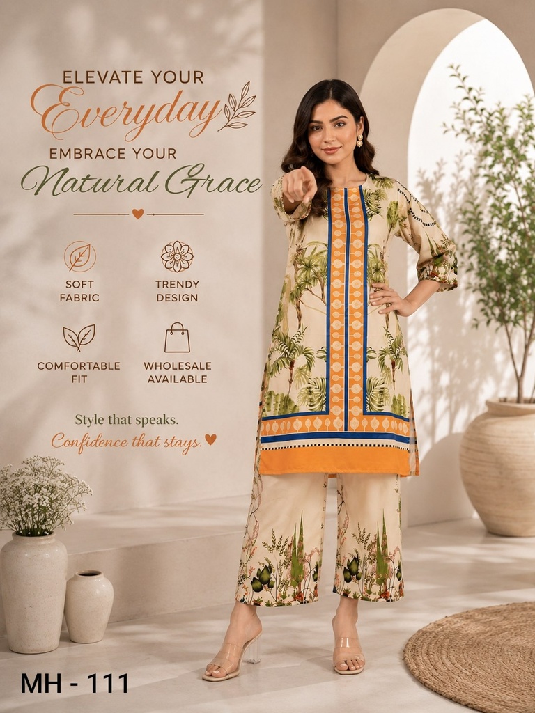 Premium Gajji Satin Abstract Floral Printed Co-Ord Set for Women