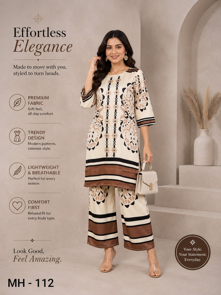 Premium Gajji Satin Abstract Floral Printed Co-Ord Set for Women