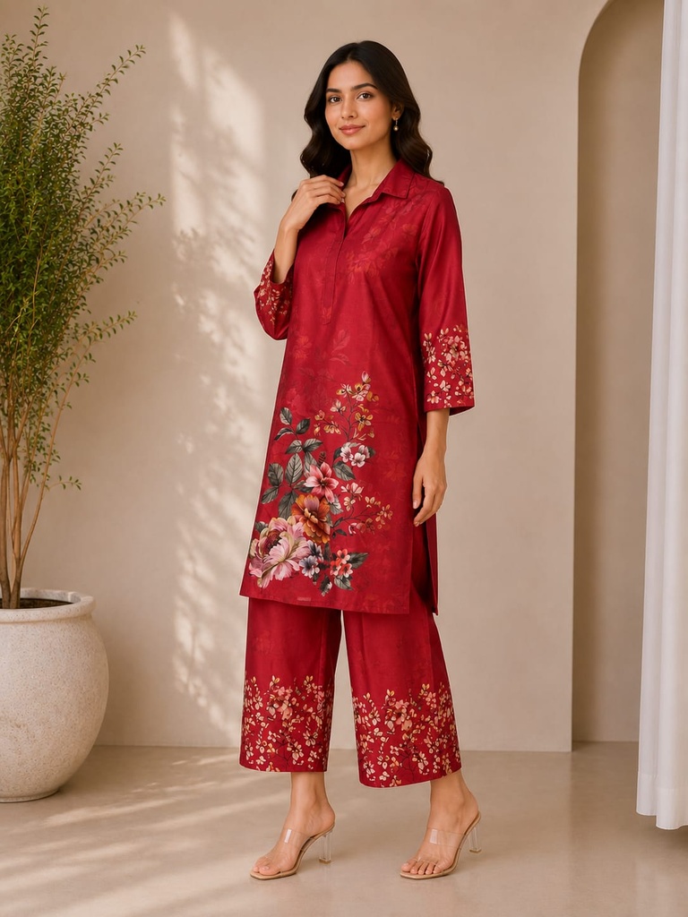 Premium Rayon Floral Printed Co-Ord Set for Women