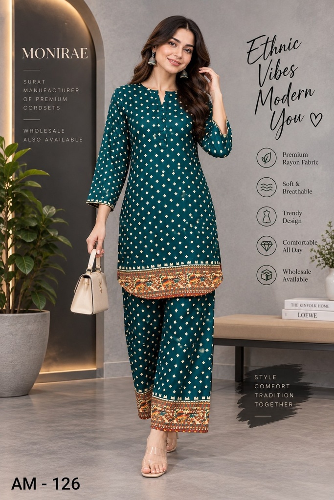 Premium Rayon Ethnic Pulse Co-Ord Set