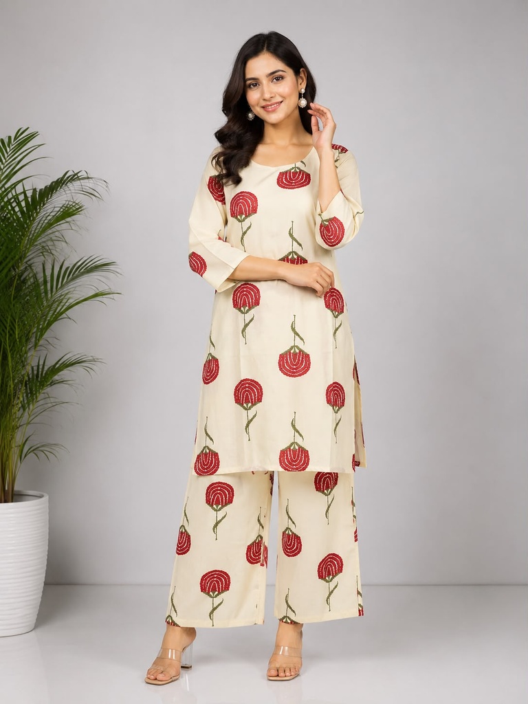 Women's Premium Rayon Floral Co-Ord Set