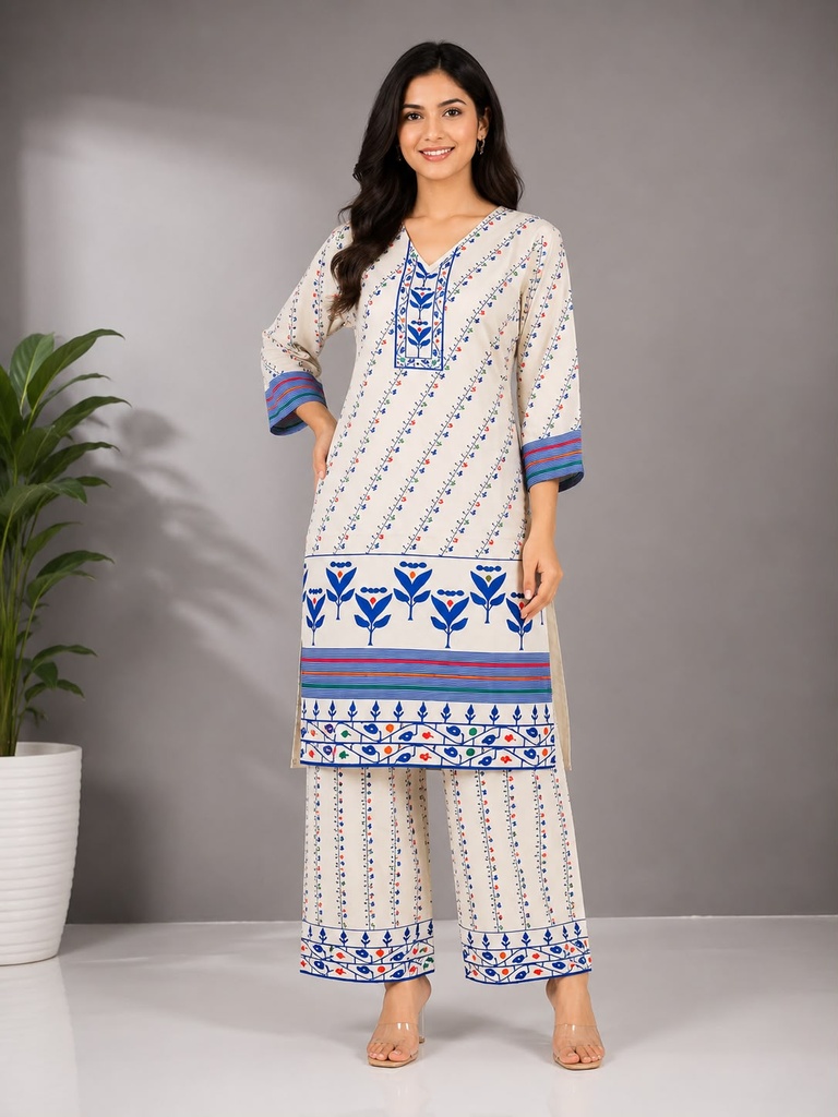 Premium Rayon Ethnic Printed Co-Ord Set for Women