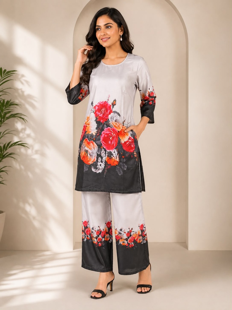 Women's Premium Rayon Floral Co-Ord Set