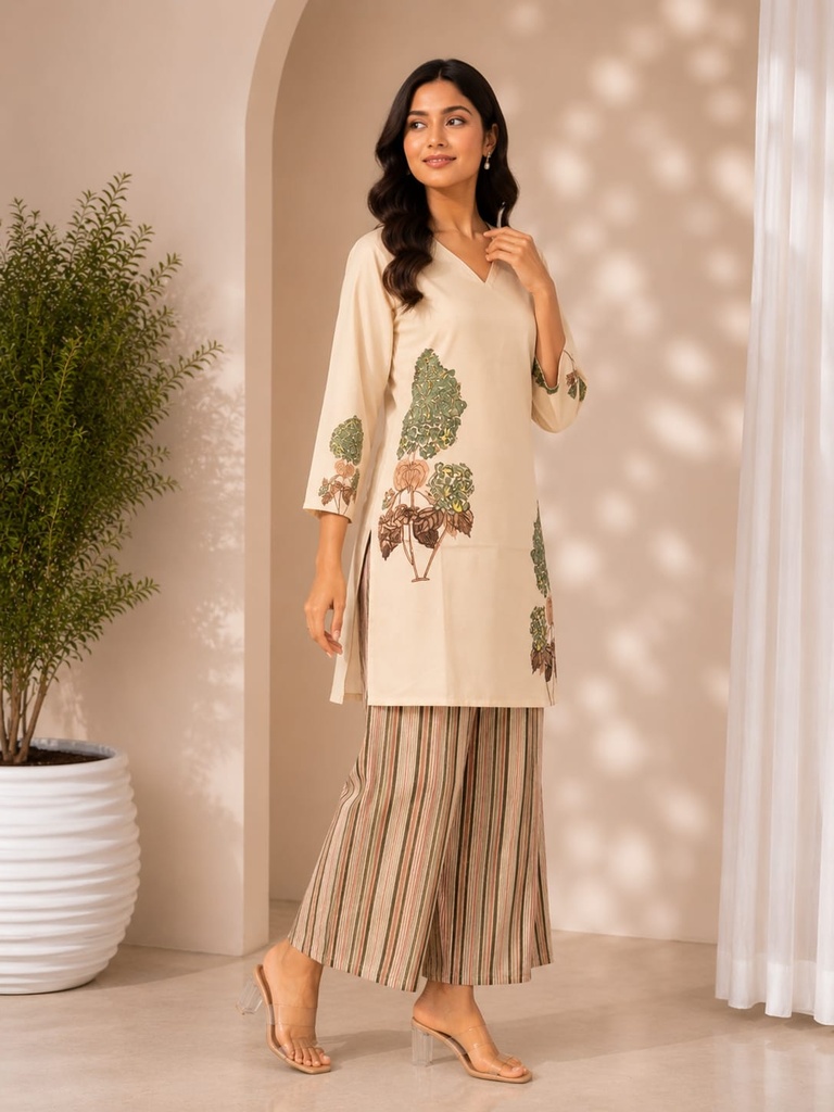 Premium Rayon Botanical Printed Co-Ord Set for Women