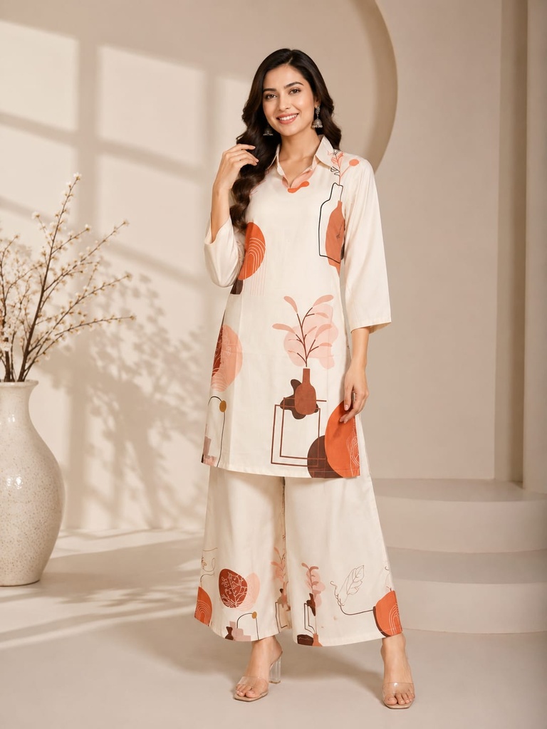 Modern Abstract Ethnic Co-Ord Set for Women
