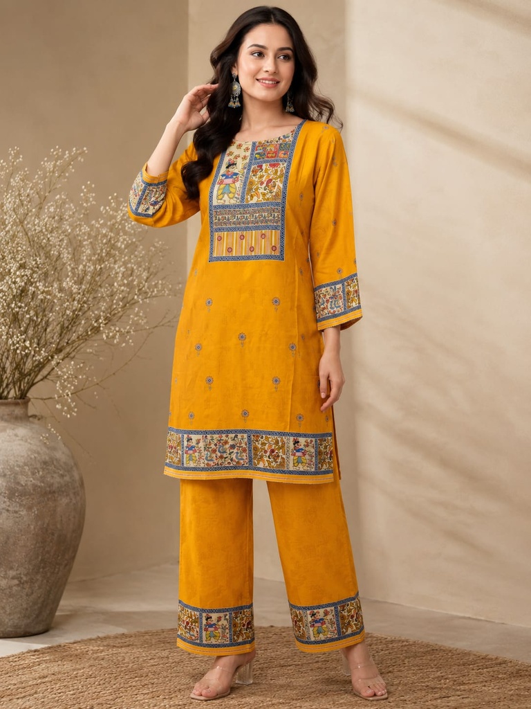 Mustard Yellow Rayon Viscose Co-Ord Set
