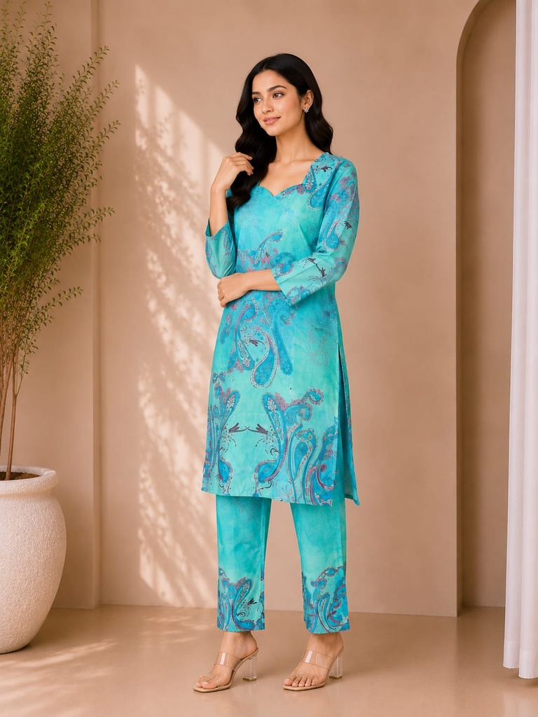 Women's Premium Rayon Paisley Print Co-Ord Set
