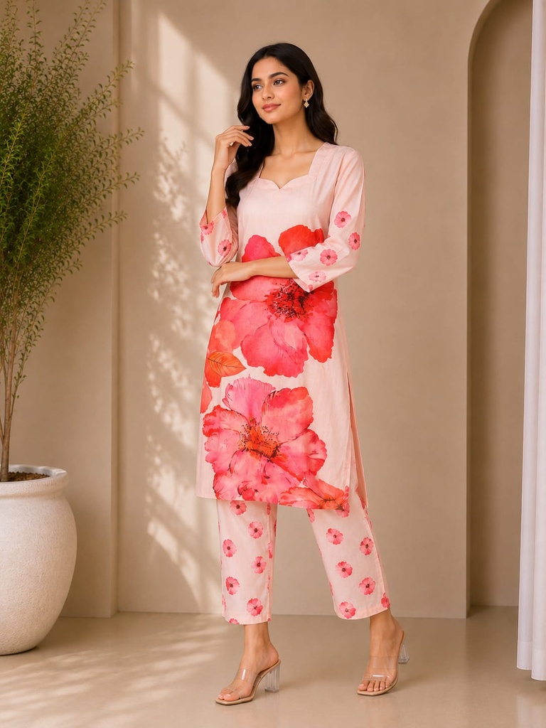 Women's Premium Rayon Floral Co-Ord Set