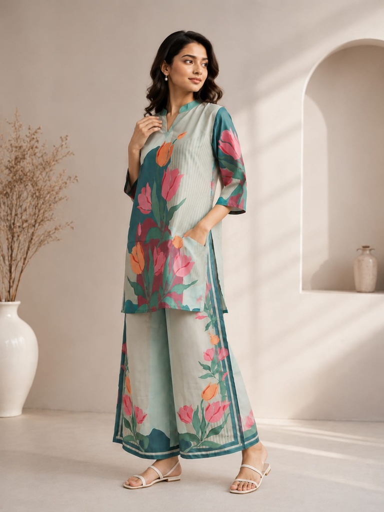 Teal Tulip Premium Rayon Cordset