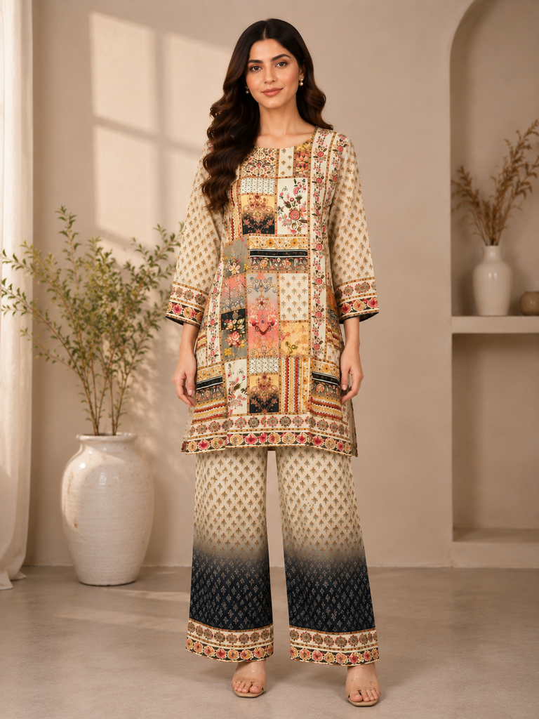 Patchwork Bloom Premium Viscose Cordset