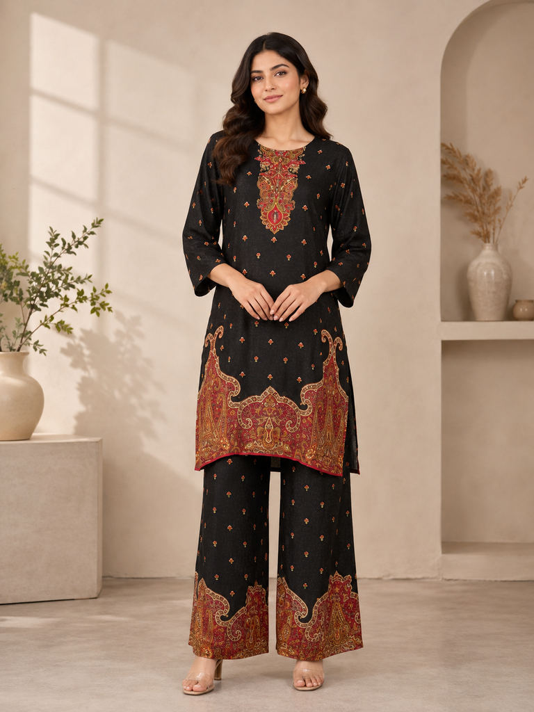 Midnight Paisley Premium Viscose Cordset